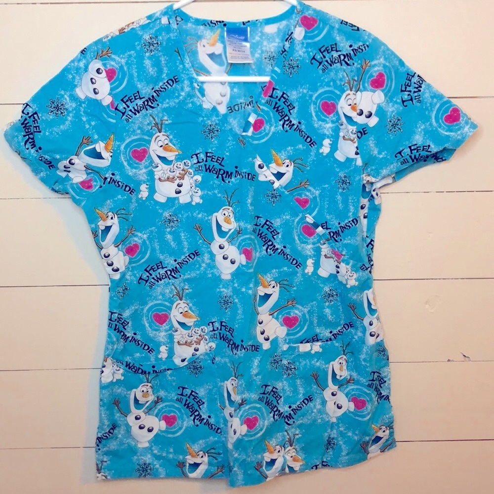 Disney Frozen Olaf Scrub Top XS Like New